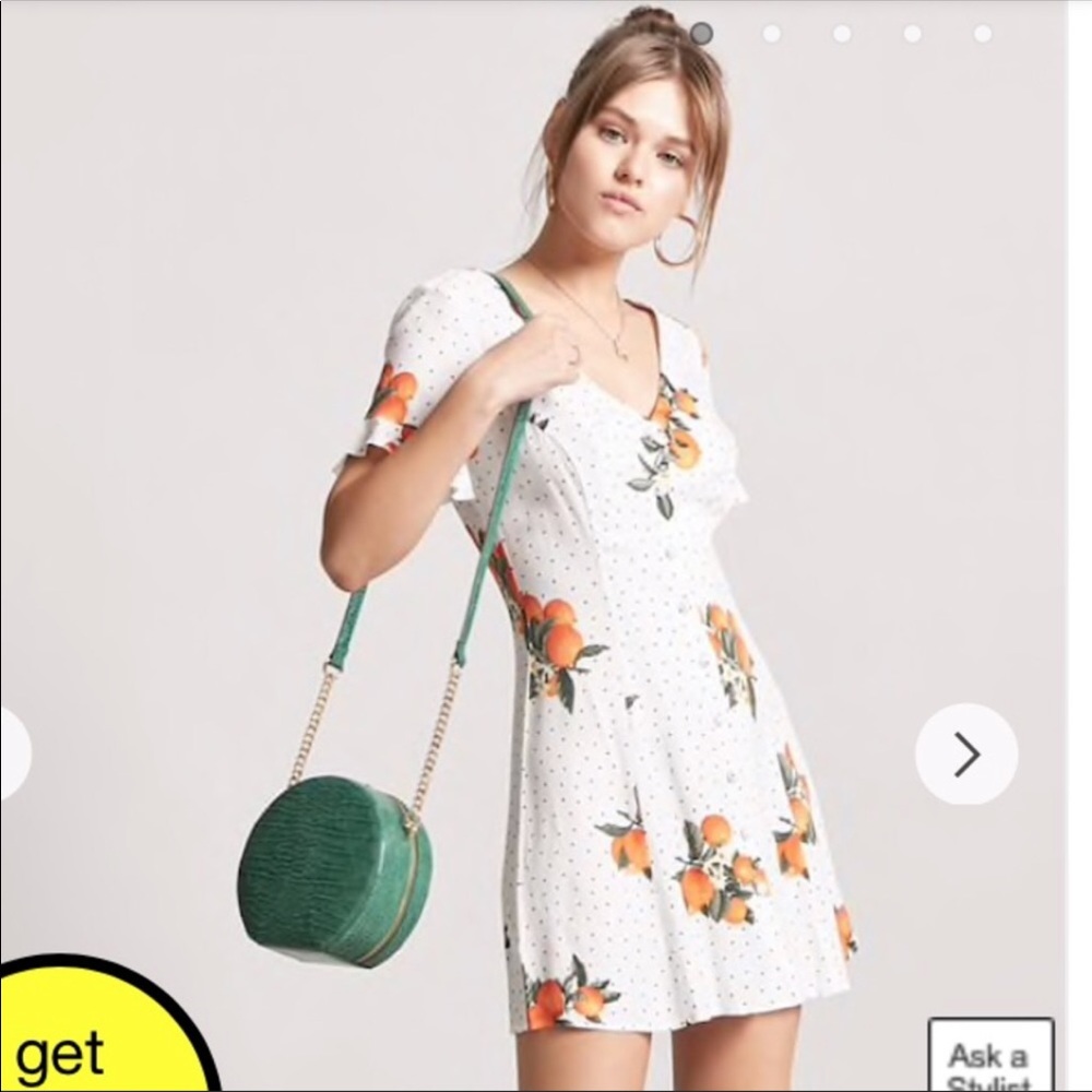Forever 21 white dress with oranges print